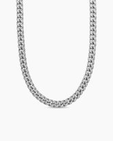 Curb Chain Necklace in Platinum with Diamonds, 11.5mm